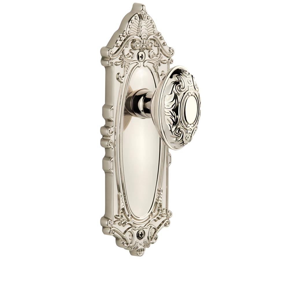 Grandeur by Nostalgic Warehouse GVCGVC Complete Passage Set Without Keyhole - Grande Victorian Plate with Grande Victorian Knob in Polished Nickel